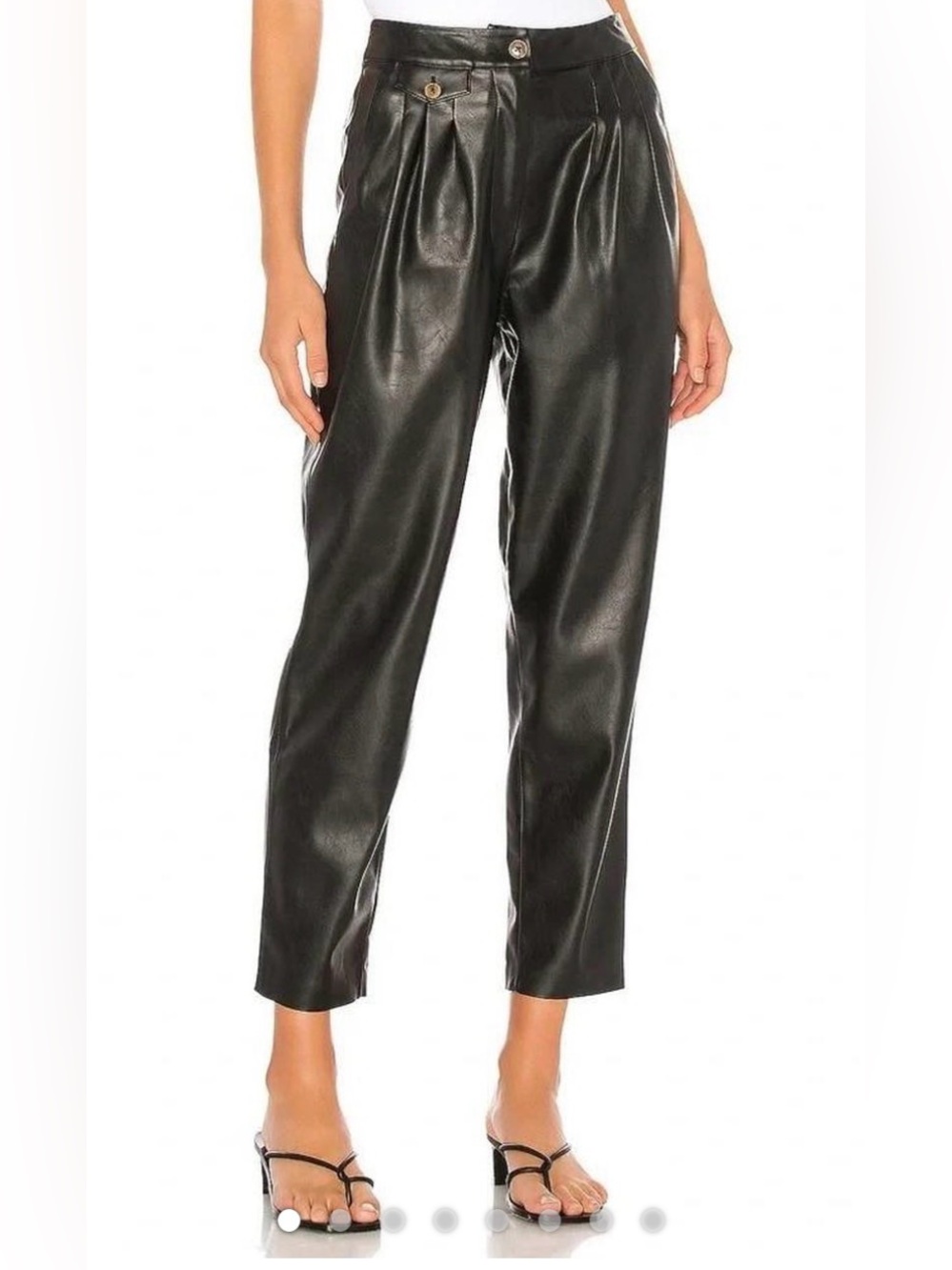 Blank NYC Black Faux Leather Cropped Tapered Pants